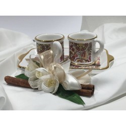 Tête-à-tête ceramica decoro floreale con tazzine